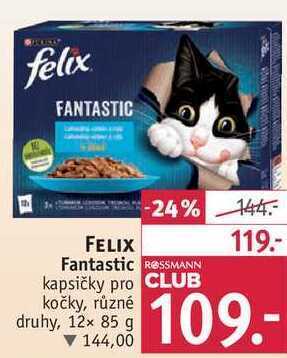 Rossmann Felix fantastic kapsičky pro kočky, 12x 85 g nabídka