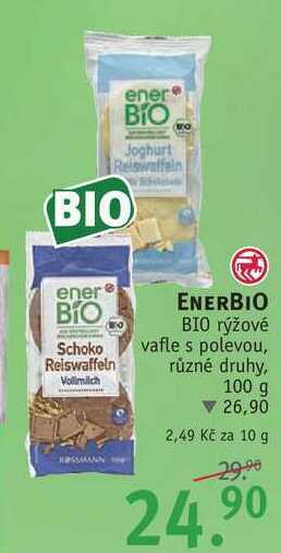 Enerbio bio rýžové vafle s polevou, 100 g