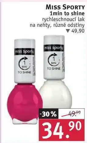 Rossmann Miss sporty 1min to shine rychleschnoucí lak na nehty nabídka