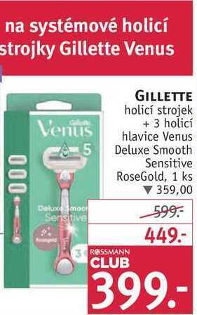 Rossmann Gillette holicí strojek + 3 holicí hlavice nabídka