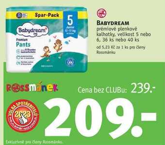 Rossmann Babydream prémiové plenkové kalhotky, 36 ks nebo 40 ks nabídka