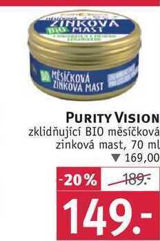 Rossmann Purity vision zklidňující bio měsíčková zinková mast, 70 ml nabídka