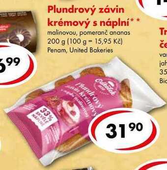 CBA Plundrový závin krémový s náplní, 200 g nabídka