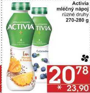 Jip Activia mléčný nápoj různé druhy, 270-280 g nabídka