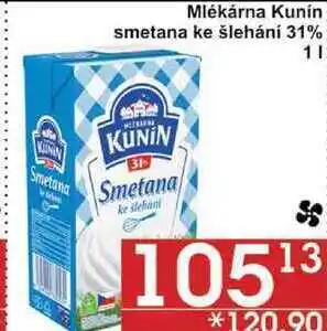 Jip Mlékárna kunin smetana ke šlehání 31%, 1 l nabídka