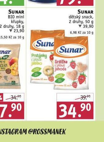 Rossmann Sunar dětský snack nabídka