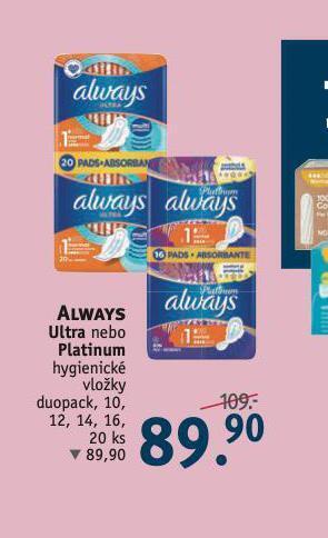 Rossmann Always dámské vložky nabídka