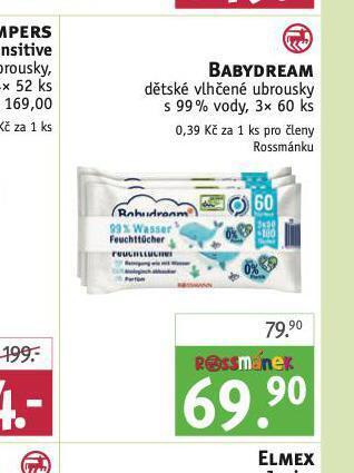 Rossmann Babydream dětské vlhčené ubrousky nabídka