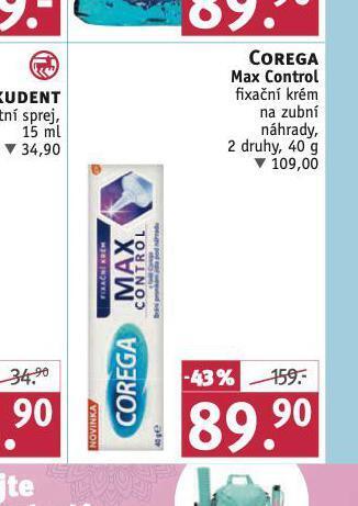 Rossmann Corega max control fixační krém na zubní náhrady nabídka