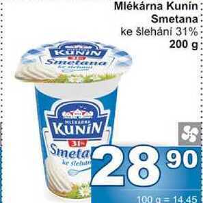 Jip Mlékárna kunin smetana ke šlehání 31% 200 g nabídka