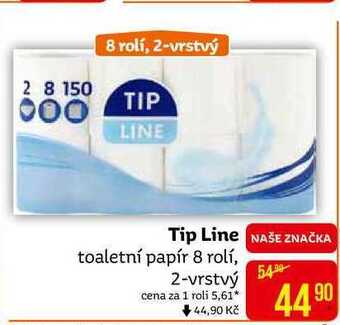 Teta Tip line toaletní papír 8 rolí, 2-vrstvý nabídka