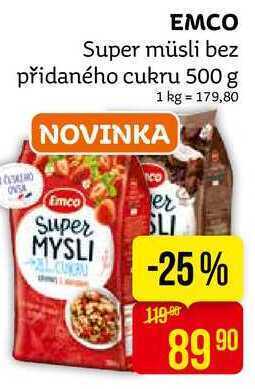 Teta Emco super müsli bez přidaného cukru 500 g nabídka