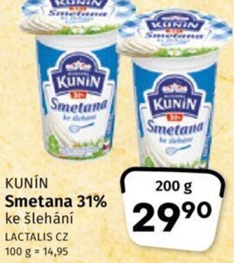 Coop KUNÍN Smetana 31% nabídka