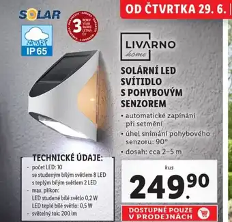 Lidl LIVARNO home SOLÁRNÍ LED SVÍTIDLO S POHYBOVÝM SENZOREM nabídka