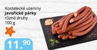Potraviny CZ Kostelecké uzeniny javořické párky různé druhy 100 g nabídka