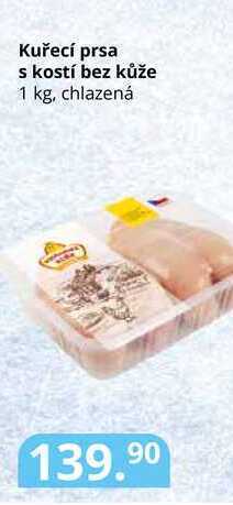Potraviny CZ Kuřecí prsa s kostí bez kůže 1 kg, chlazená nabídka