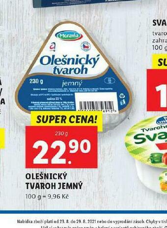 Lidl Olešnický tvaroh jemný nabídka