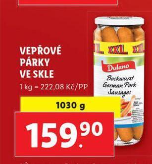 Lidl Vepřové párky ve skle nabídka