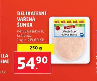 Lidl Delikatesní vařená šunka nabídka