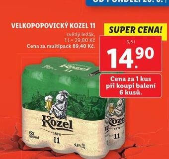 Lidl Pivo velkopopovický kozel nabídka