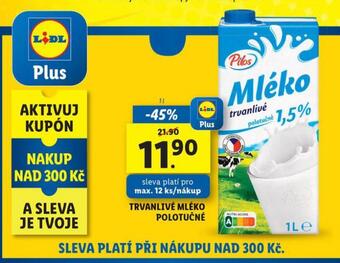 Lidl Trvanlivé mléko polotučné nabídka