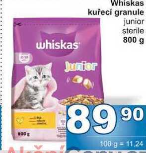 Jip Whiskas kuřecí granule 800g nabídka
