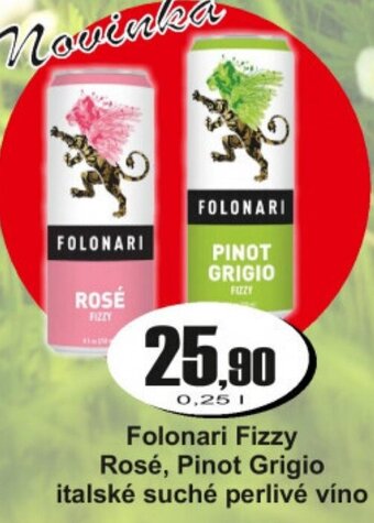 Folonari Fizzy Rosé, Pinot Grigio italské suché perlivé víno