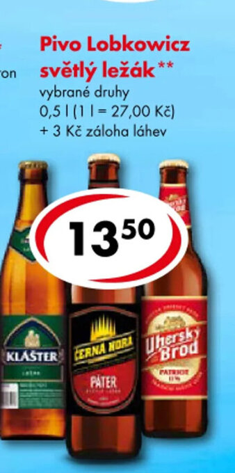 CBA Pivo Lobkowicz světlý ležák nabídka