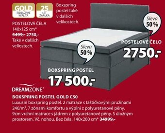 JYSK BOXSPRING POSTEL GOLD C50 nabídka
