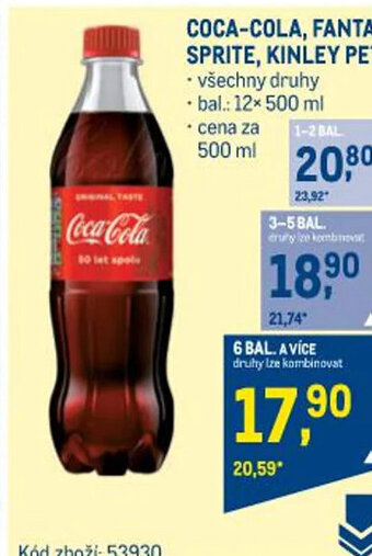 Makro COCA-COLA, FANTA, SPRITE, KINLEY PET nabídka