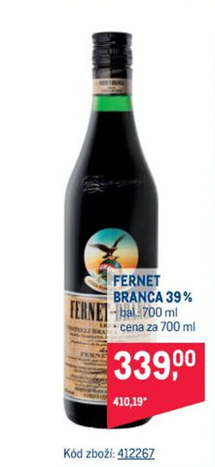 Makro FERNET BRANCA 39% nabídka
