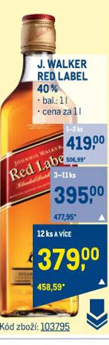 Makro J. WALKER RED LABEL 40% nabídka