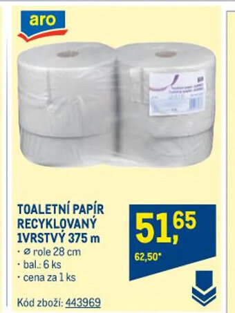 Makro TOALETNÍ PAPÍR RECYKLOVANÝ 1VRSTVÝ 375 m nabídka