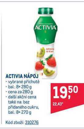 Makro Danone activia nápoj 280 g nabídka