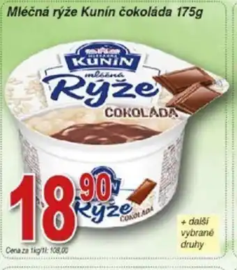 Hruška Mléčná rýže Kunín čokoláda 175g nabídka