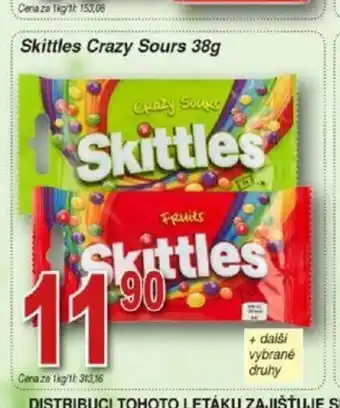 Hruška Skittles Crazy Sours 38g nabídka
