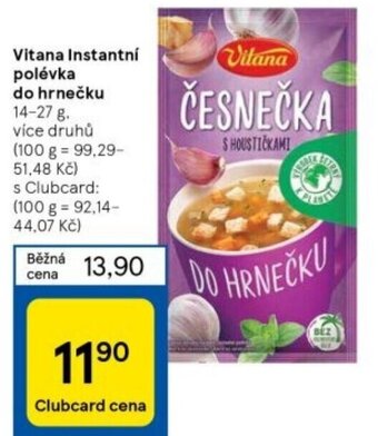 Tesco Vitana Instantní polévka do hrnečku nabídka
