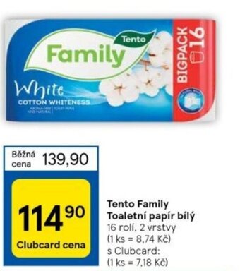 Tesco Tento Family Toaletní papír bílý nabídka