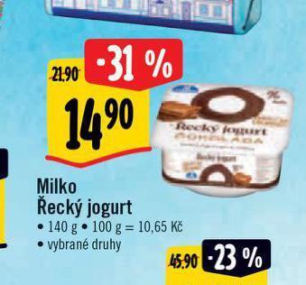 Albert Milko řecký jogurt nabídka