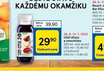 Tesco Ugo džusy a smoothies nabídka