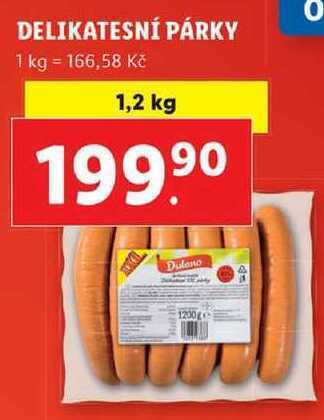 Lidl Delikatesní párky, 1,2 kg nabídka