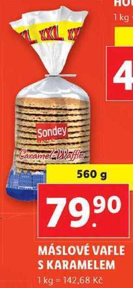 Lidl Máslové vafle s karamelem, 560 g nabídka