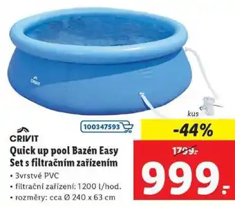 Lidl Quick up pool bazén easy set s filtračním zařízením nabídka