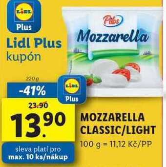 Lidl Mozzarella classic/light, 220 g nabídka