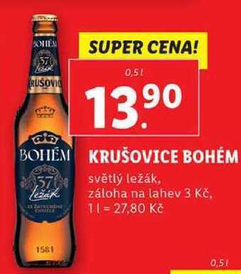 Lidl Krušovice bohém, 0,5 l nabídka
