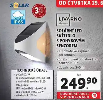 Lidl Solární led svítidlo s pohybovým senzorem nabídka