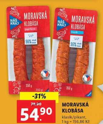 Lidl Moravská klobása, 350 g nabídka