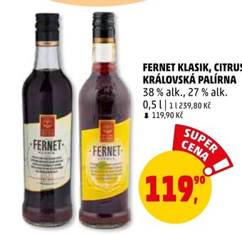 Penny Market FERNET KLASIK, CITRUS KRÁLOVSKÁ PALÍRNA nabídka