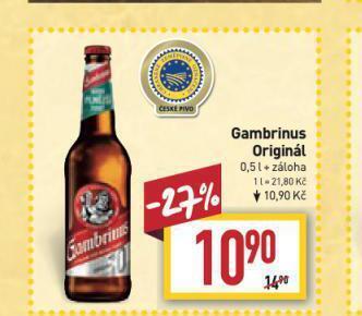 Billa Pivo gambrinus originál nabídka