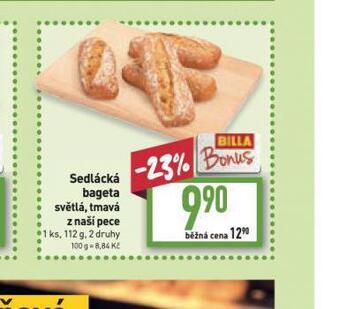 Billa Sedlácká bageta nabídka